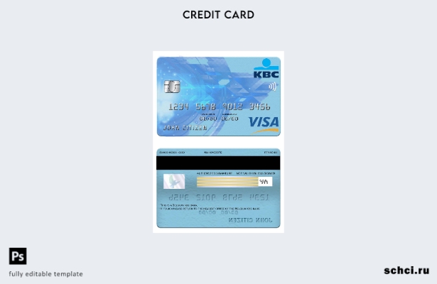 скачать цифровой шаблон карты Visa для банка KBC в Бельгии
